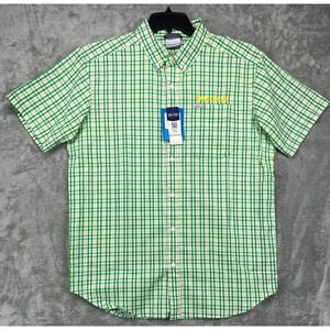 NWT Columbia Men's Shirt Oregon Ducks Green Yellow‎ White Plaid Size M Medium
